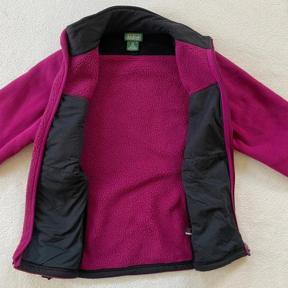 LL Bean‎ Womens Small Fleece Jacket Pink Polartec Full Zip Mock Neck 0FJW2